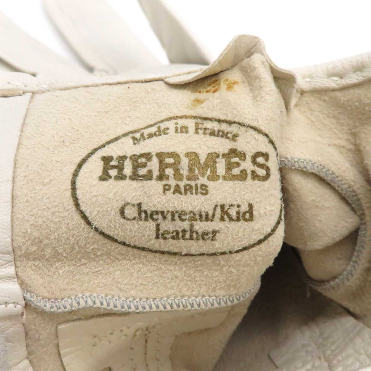 Hermes Leather Gloves Ivory