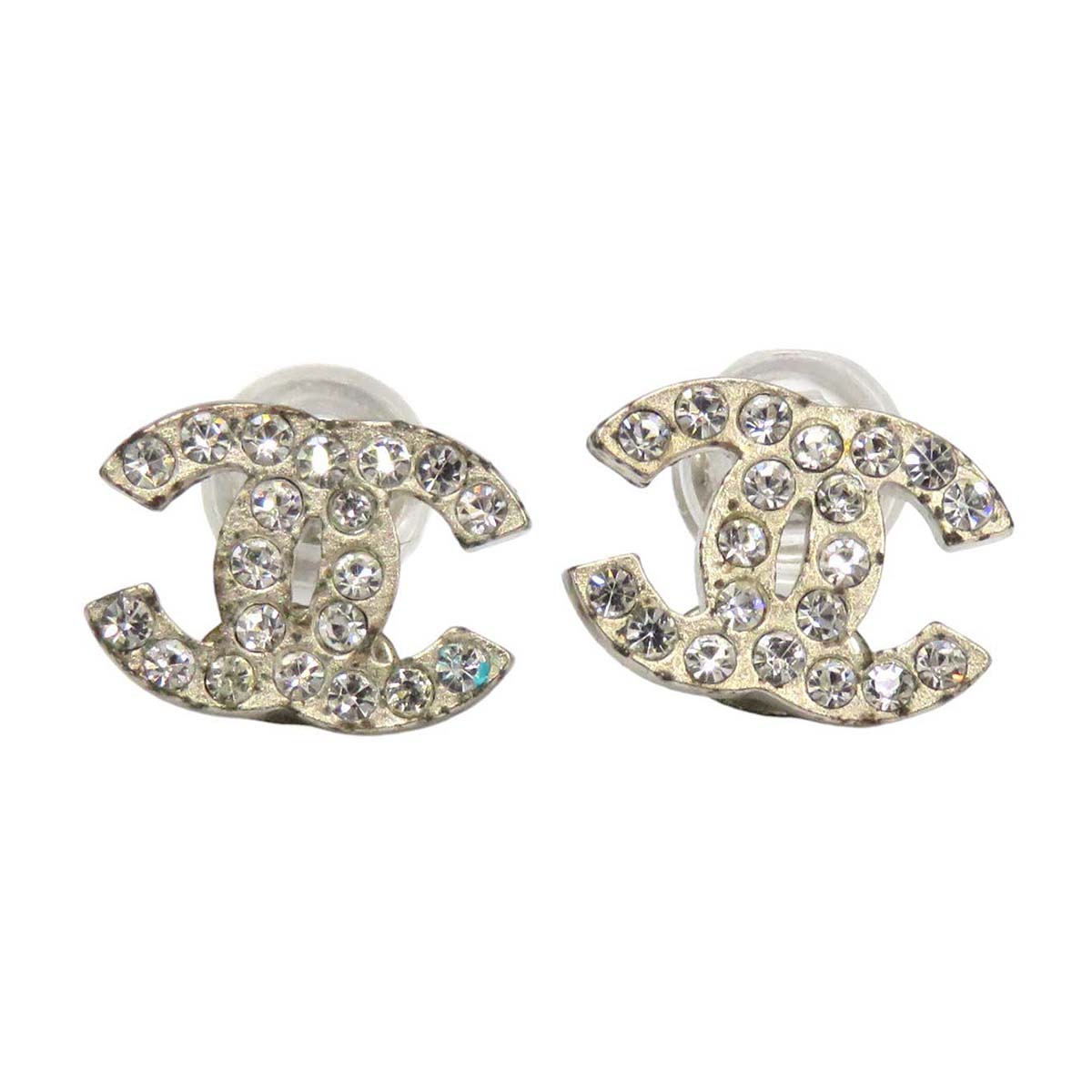 Chanel Metal Strass Stud Earrings