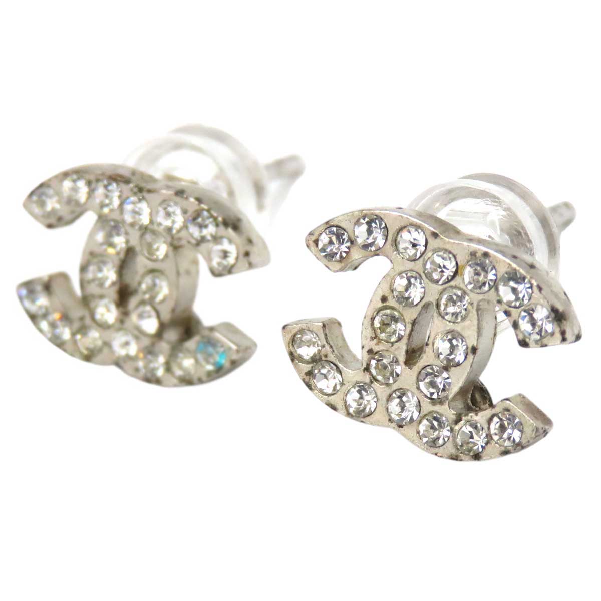 Chanel Metal Strass Stud Earrings