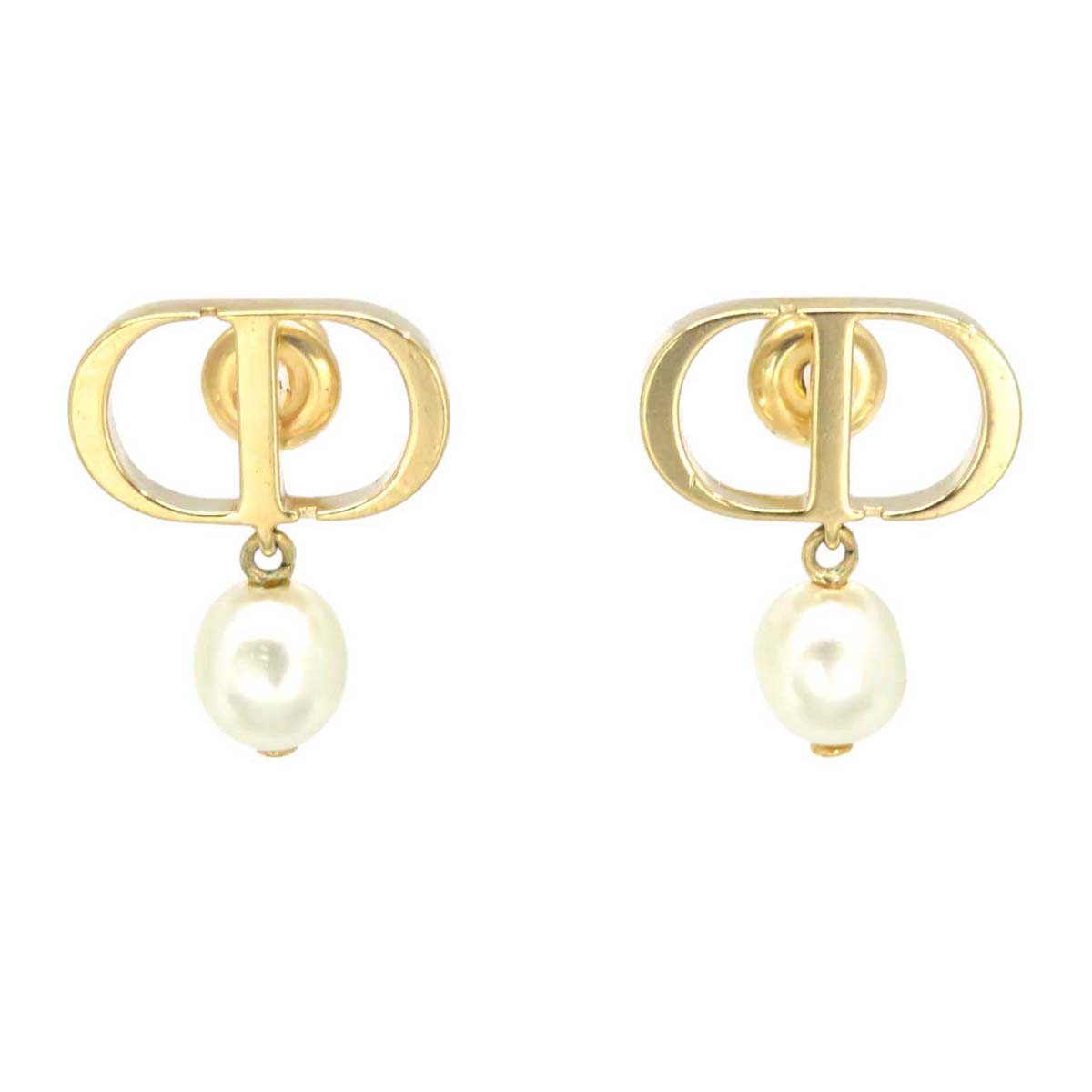 Dior Metal Resin Pearl Earrings