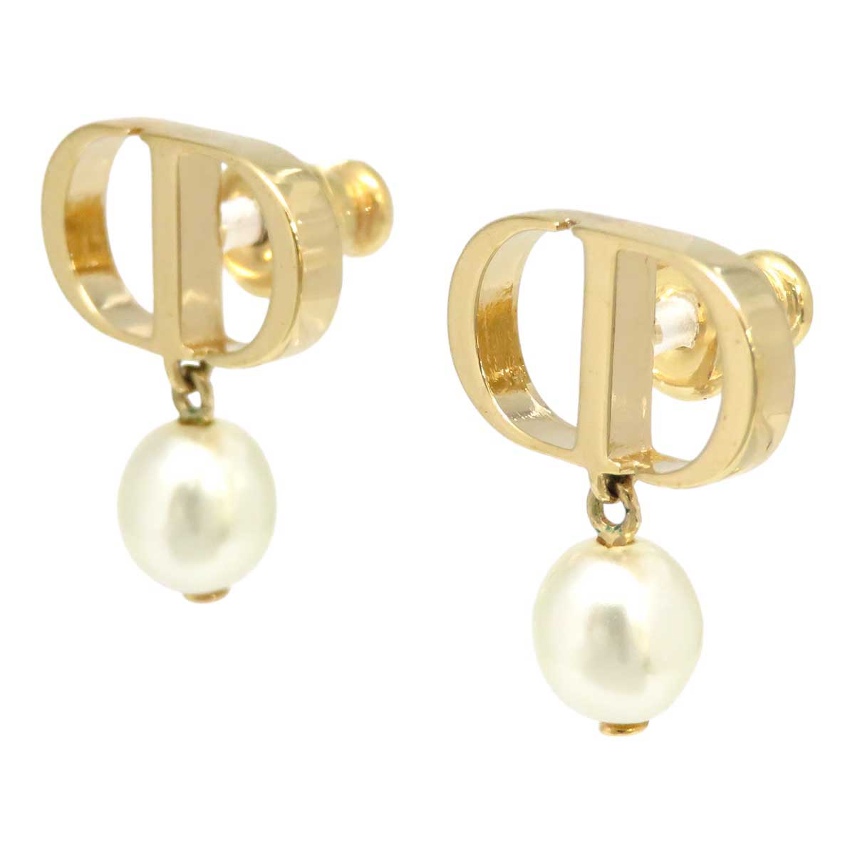 Dior Metal Resin Pearl Earrings