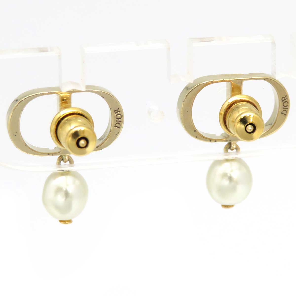 Dior Metal Resin Pearl Earrings