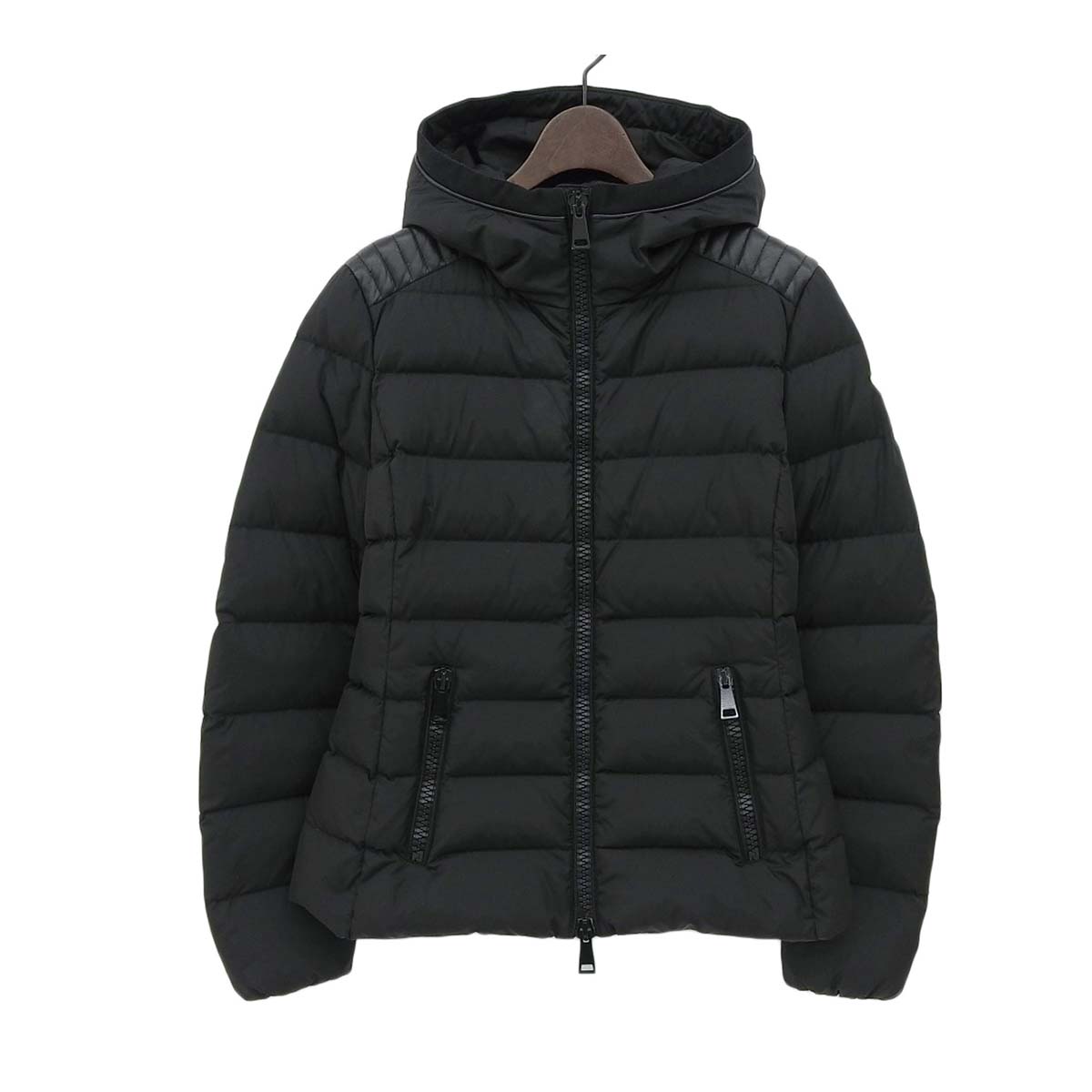 Moncler Nylon Leather Down Jacket Black