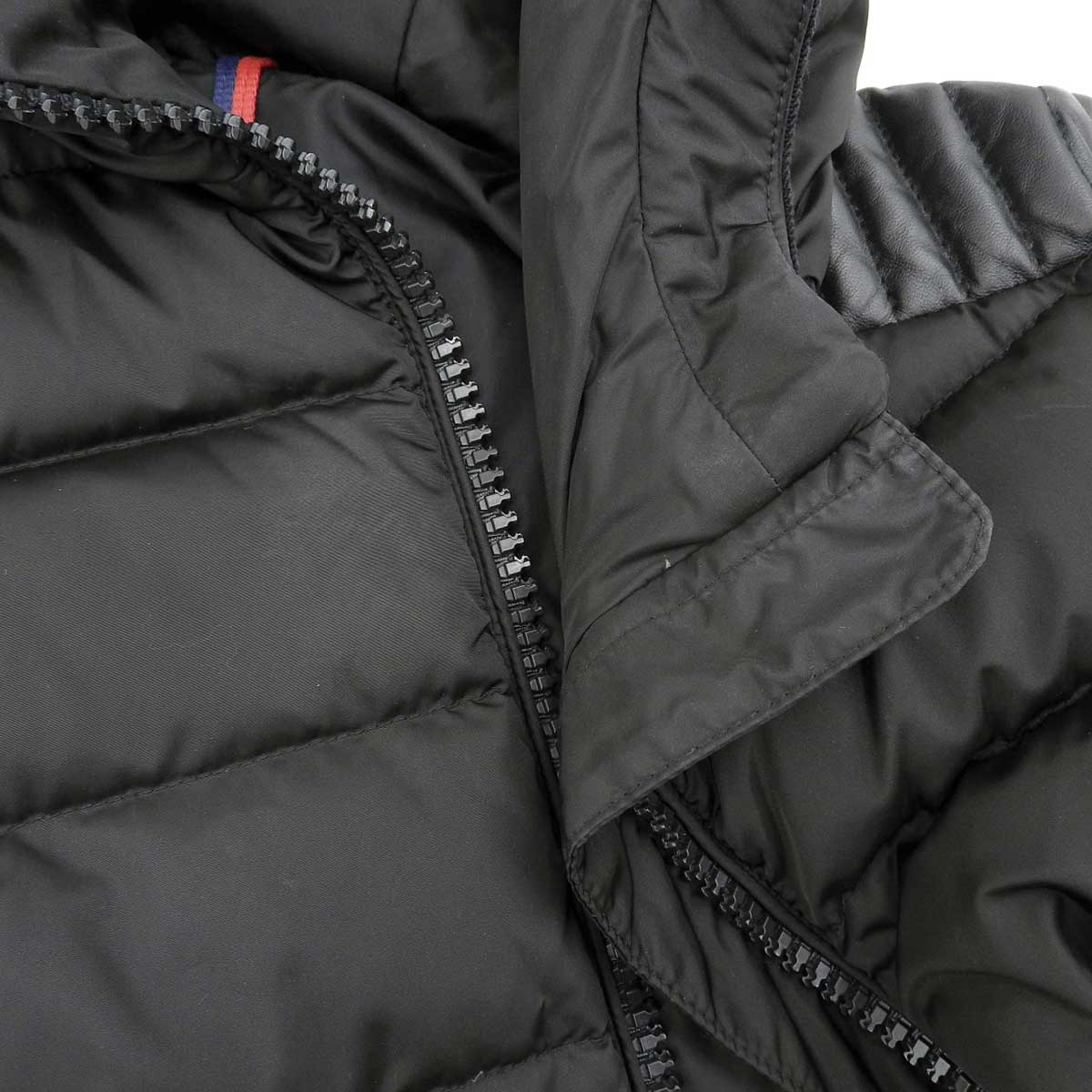 Moncler Nylon Leather Down Jacket Black