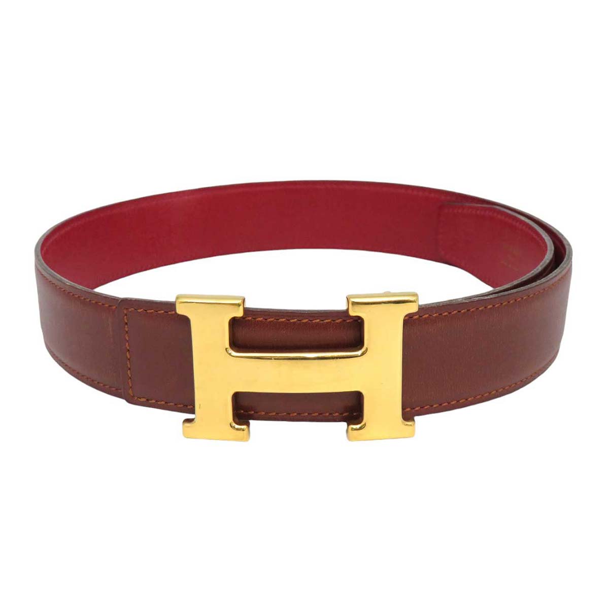 Hermes Leather Reversible Belt Brown Red