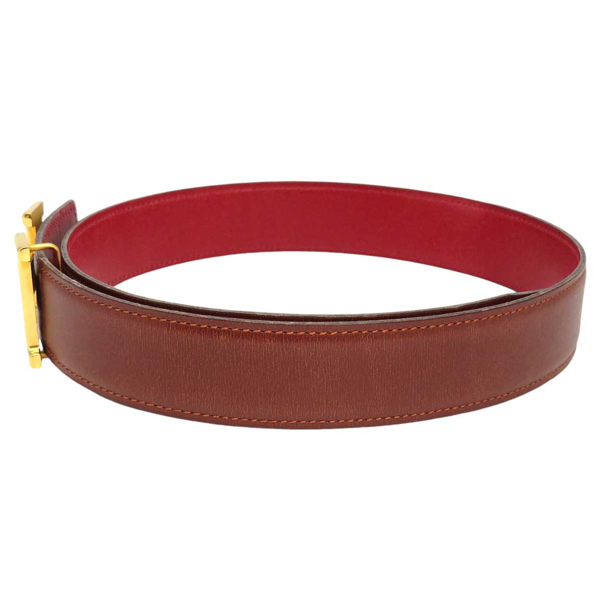 Hermes Leather Reversible Belt Brown Red