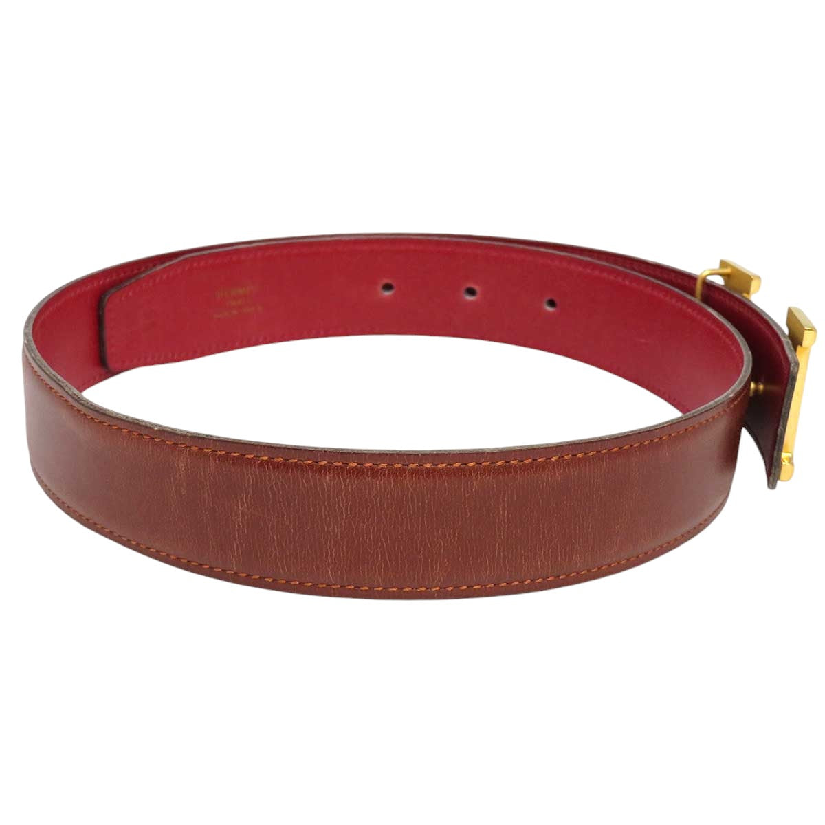 Hermes Leather Reversible Belt Brown Red