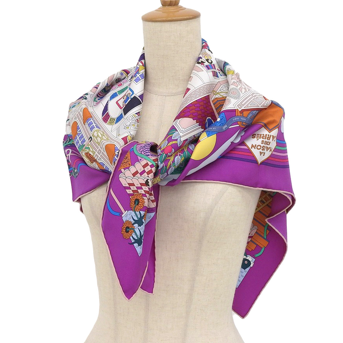 Hermes Silk Scarf Purple Multicolor