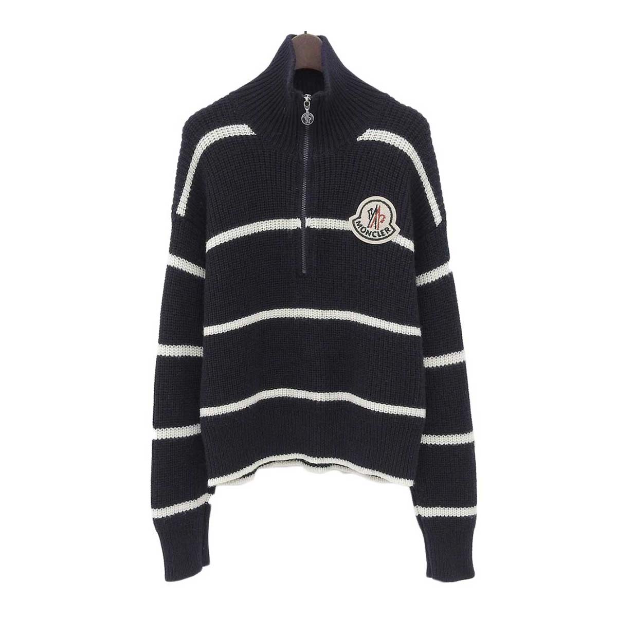 Moncler Wool Half-Zip High Neck Knit Sweater