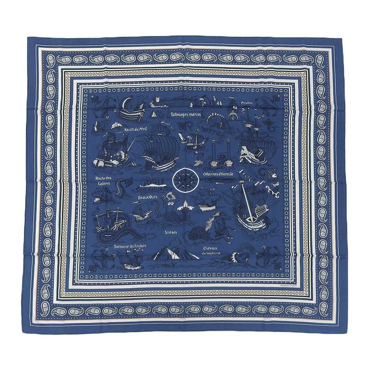 Hermes Silk Cashmere Shawl 140 Tatouages Marins