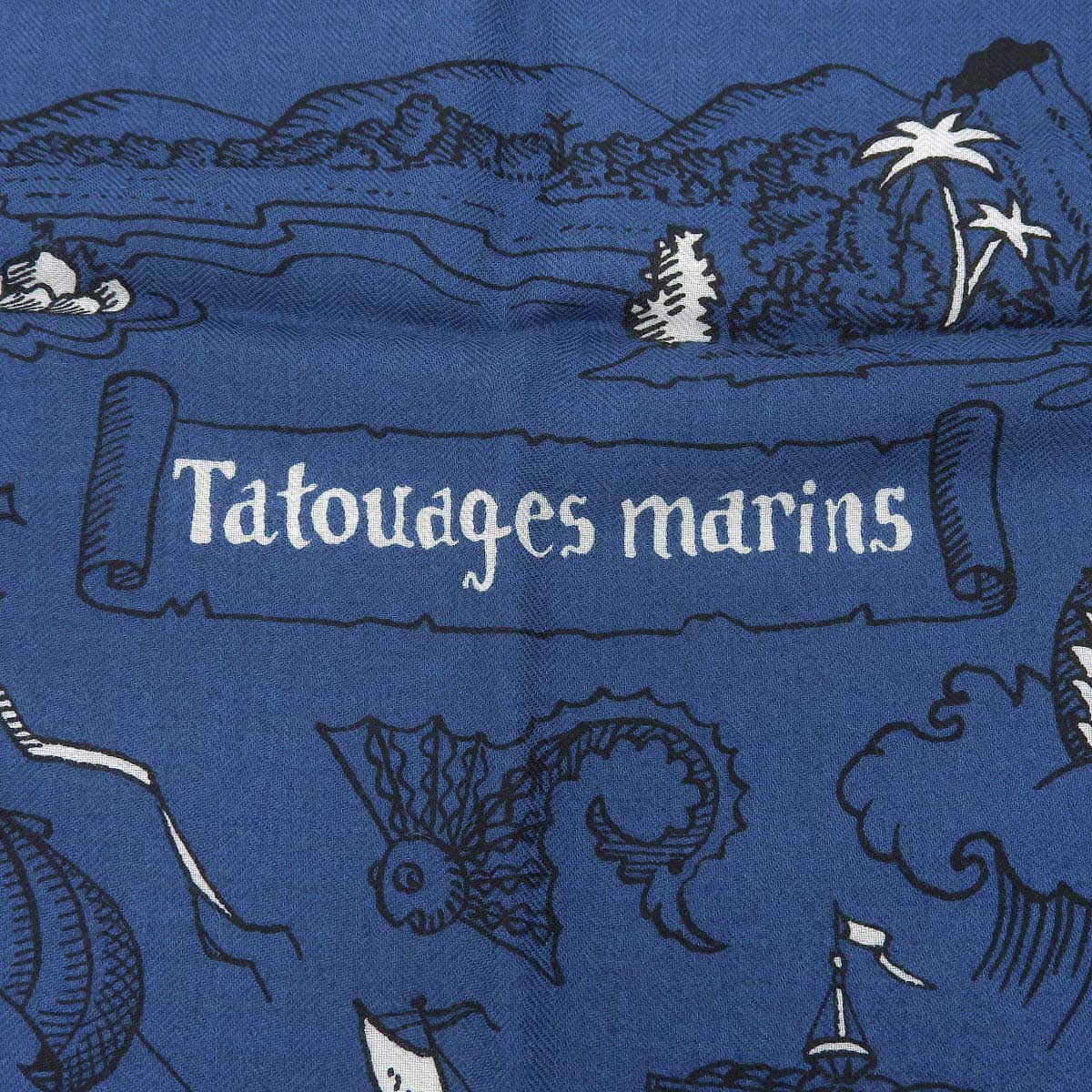 Hermes Silk Cashmere Shawl 140 Tatouages Marins