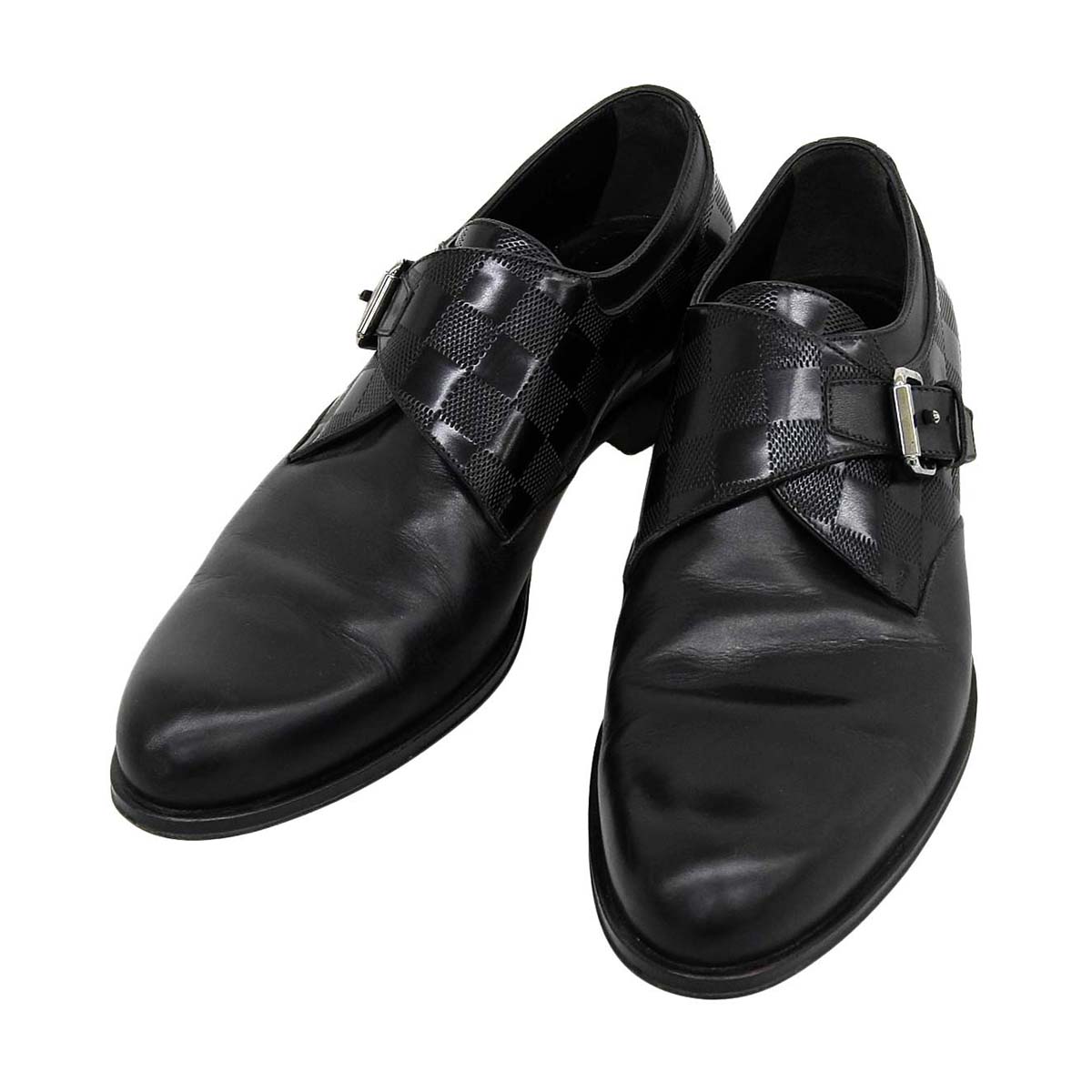 Louis Vuitton Leather Monk Strap Shoes Black