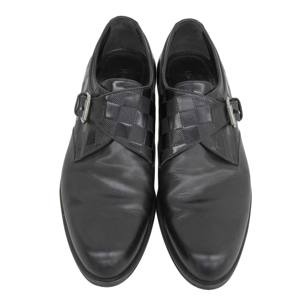 Louis Vuitton Leather Monk Strap Shoes Black