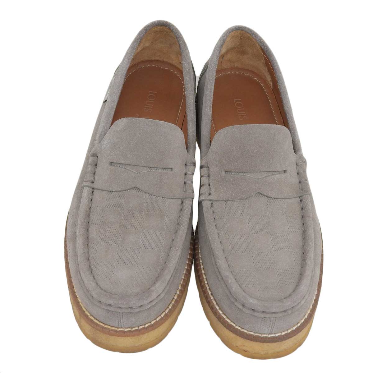 Louis Vuitton Suede Loafers Gray 46626