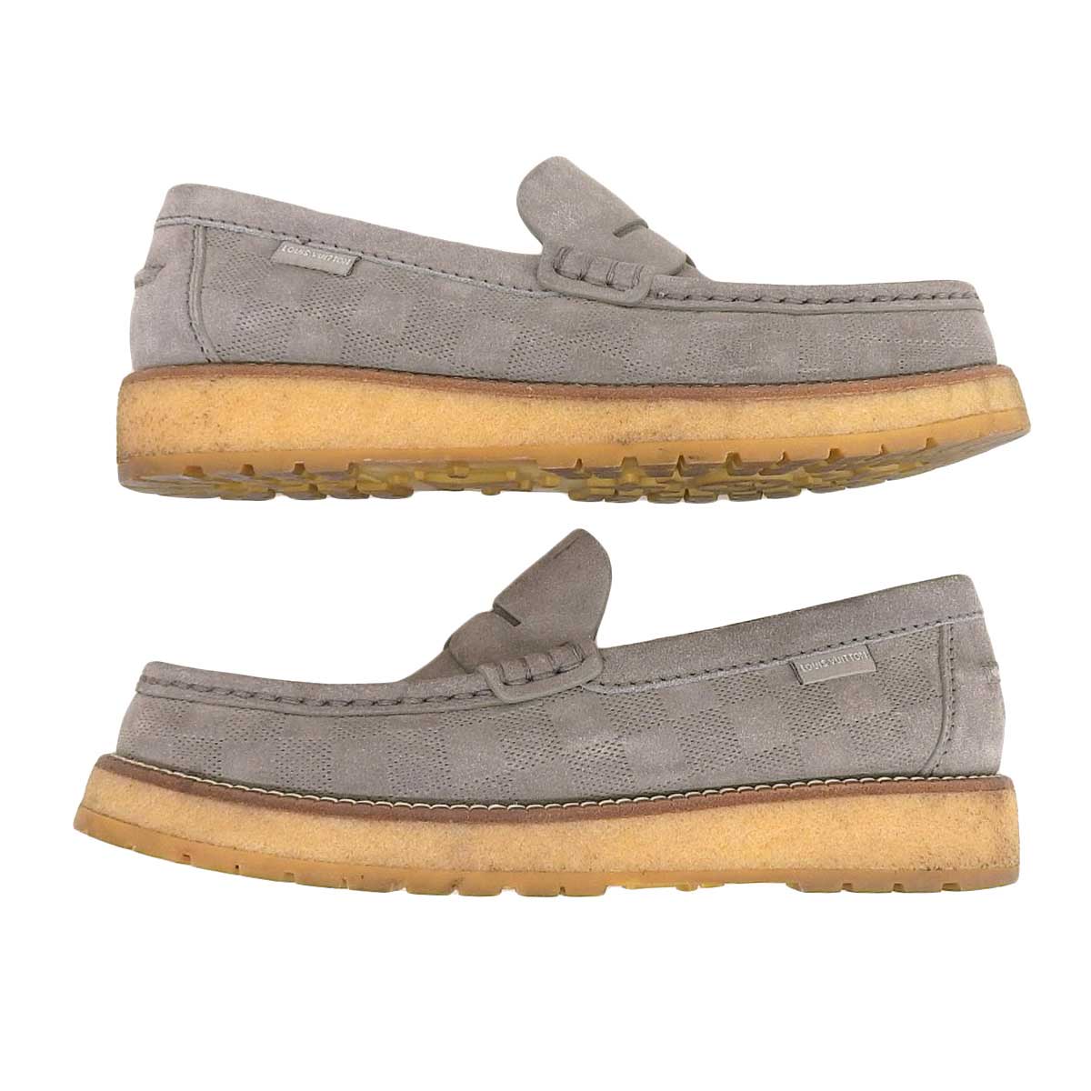 Louis Vuitton Suede Loafers Gray 46626