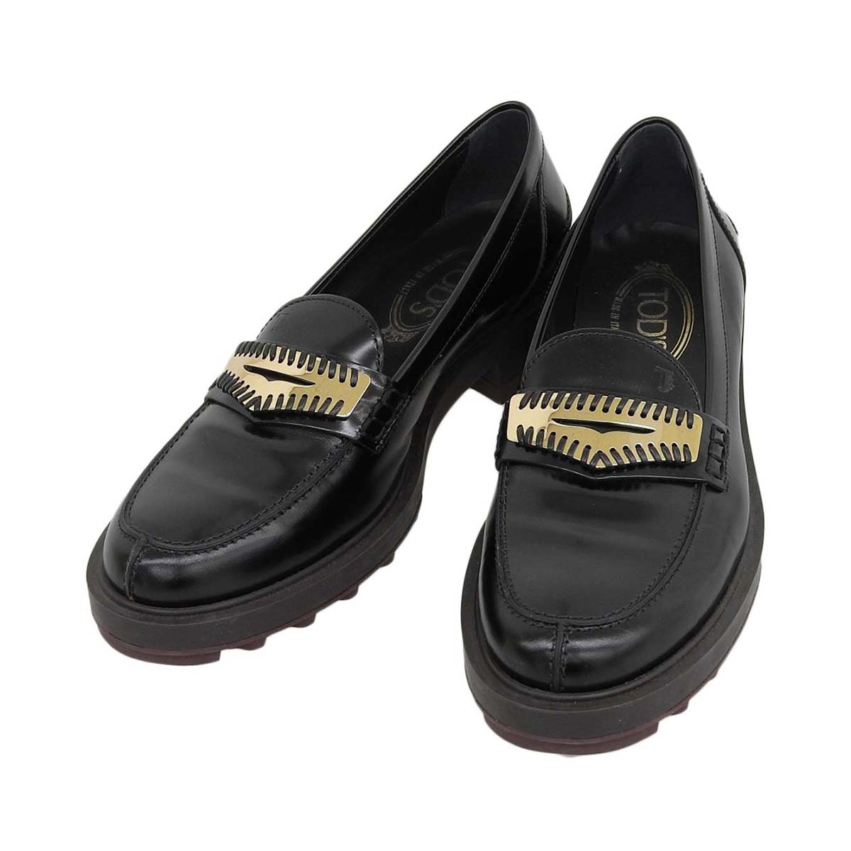 Tod's Leather Gold Plate Loafers