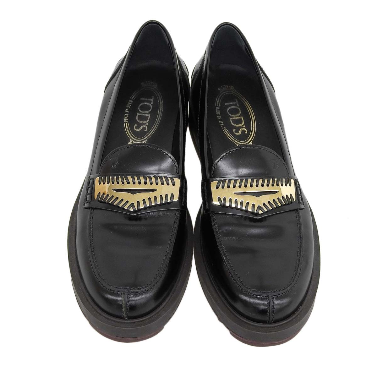 Tod's Leather Gold Plate Loafers