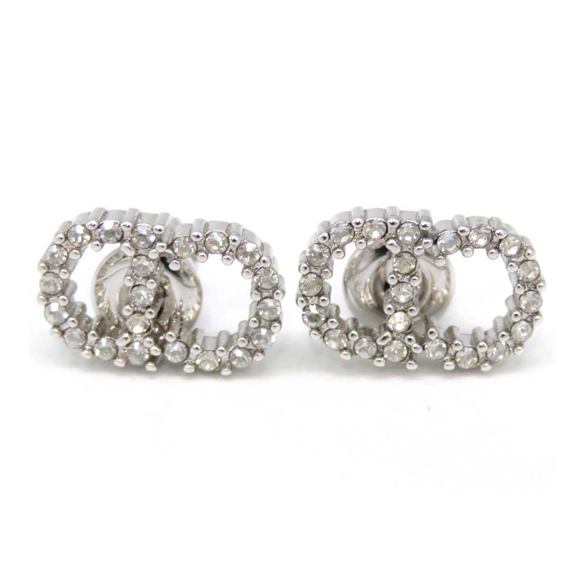 Dior Metal White Crystal Stud Earrings