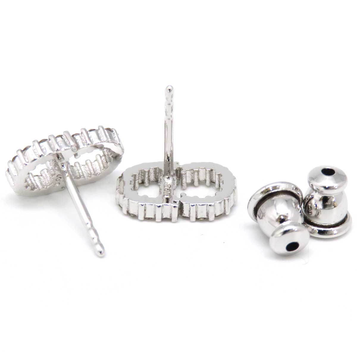 Dior Metal White Crystal Stud Earrings