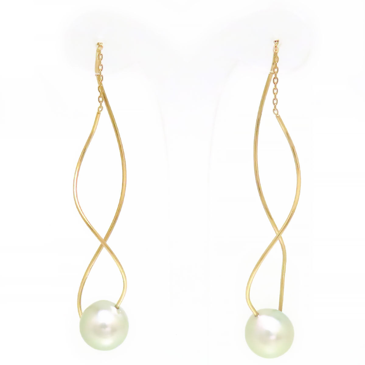 Tasaki K18YG Pearl Wave Earrings