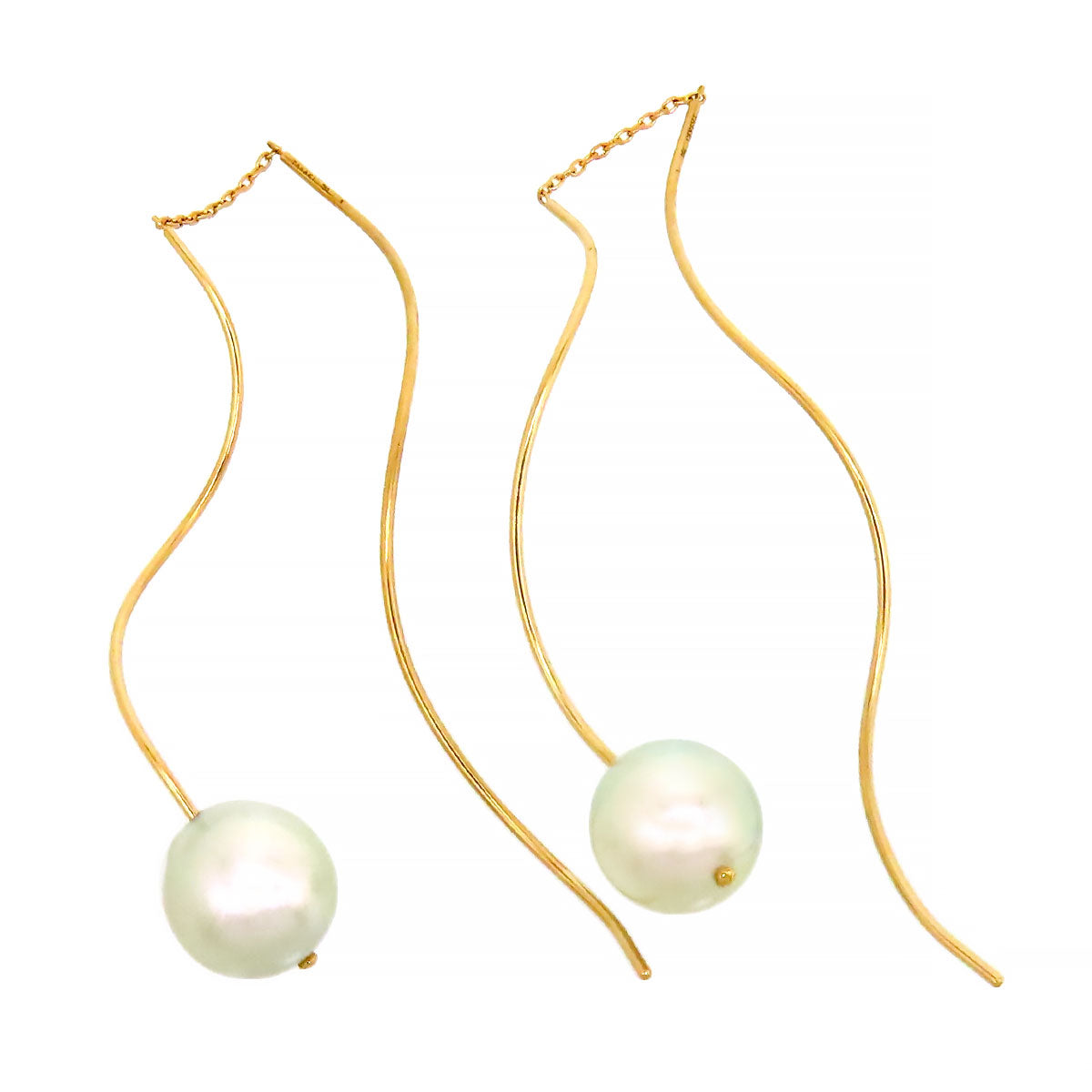 Tasaki K18YG Pearl Wave Earrings