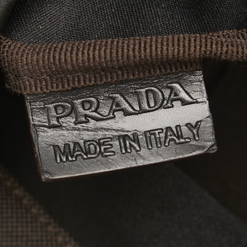 Prada Canvas Leather Logo Jacquard Shoulder Bag