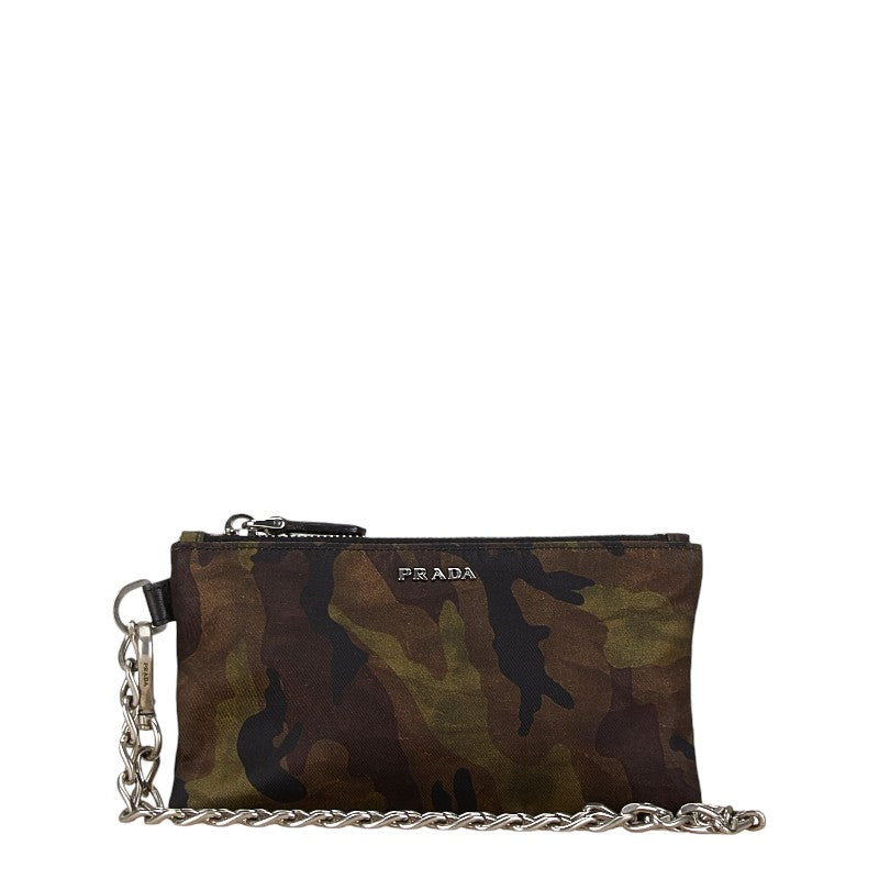 Prada Nylon Camouflage Chain Mini Pouch in Very Good Condition