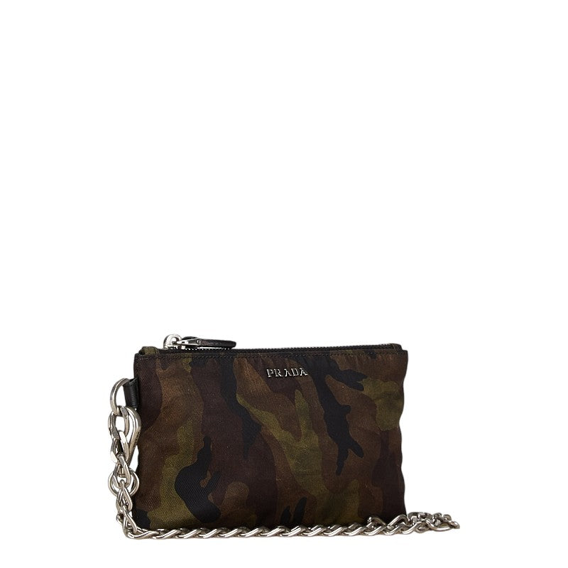 Prada Nylon Camouflage Chain Mini Pouch in Very Good Condition