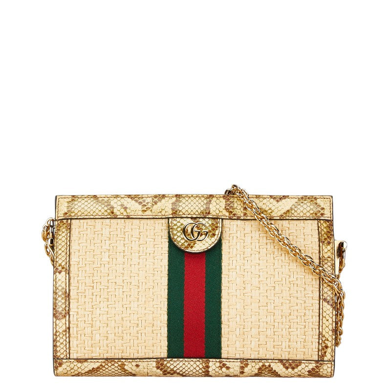 Gucci Ophidia Raffia Python Chain Shoulder Bag 503877