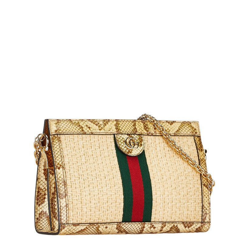 Gucci Ophidia Raffia Python Chain Shoulder Bag 503877 in Very Good Condition