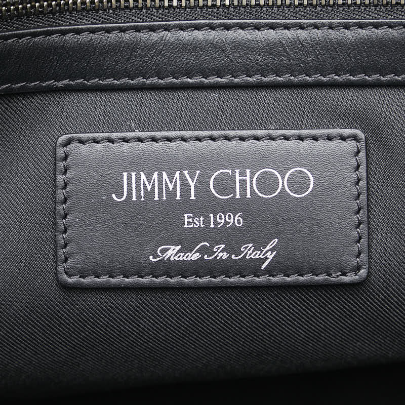 Jimmy Choo Logo Tote Shoulder Bag Gray Black Nylon Leather