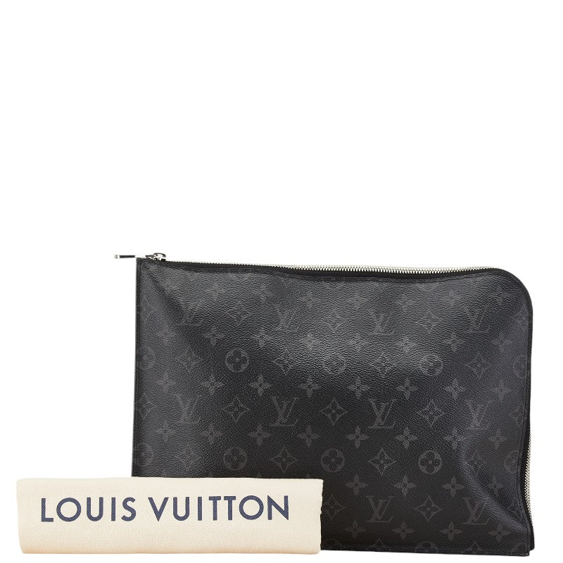 Louis Vuitton Monogram Eclipse Pochette Jour GM Clutch Black White PVC Leather in Very Good Condition