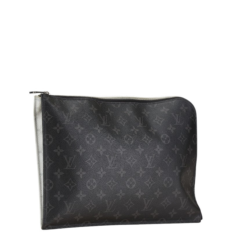 Louis Vuitton Monogram Eclipse Pochette Jour GM Clutch Black White PVC Leather in Very Good Condition