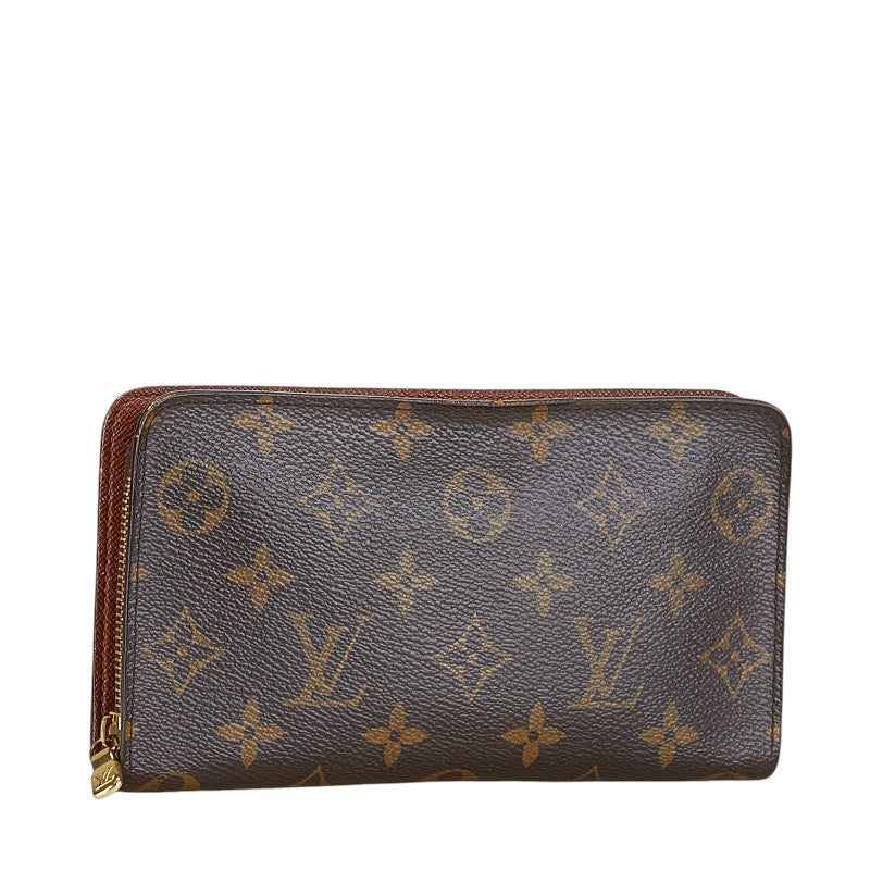 Louis Vuitton Monogram Zip Long Wallet M61727 Brown PVC Leather in Very Good Condition