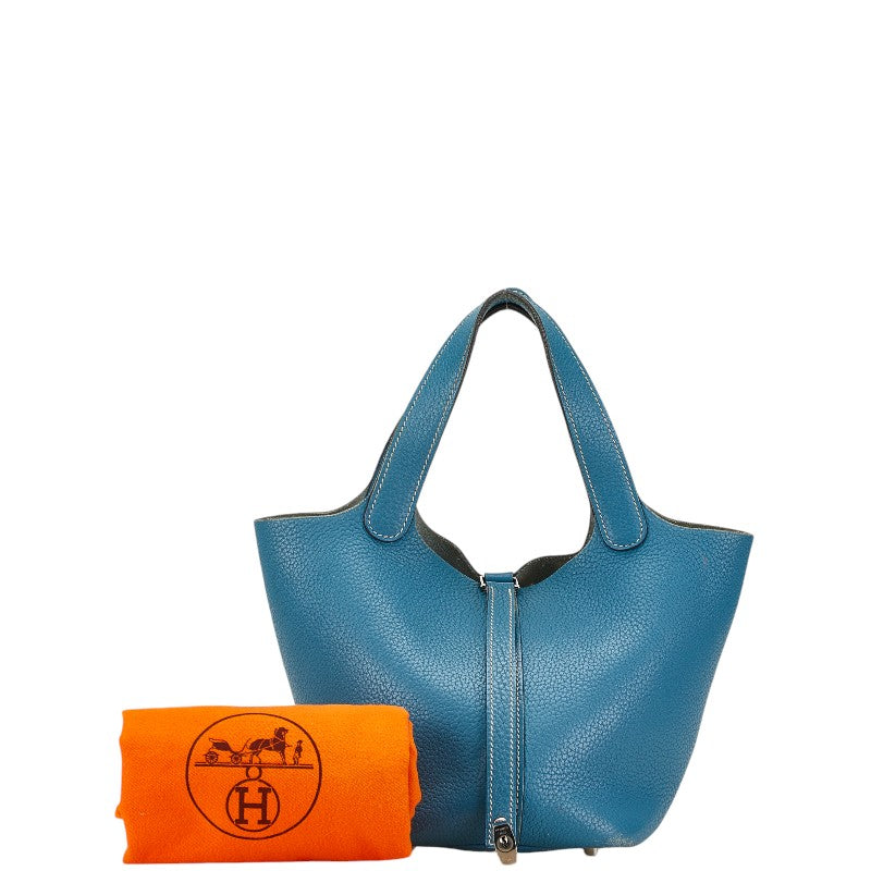 Hermes Picotin Lock PM Handbag Blue Jean Clemence