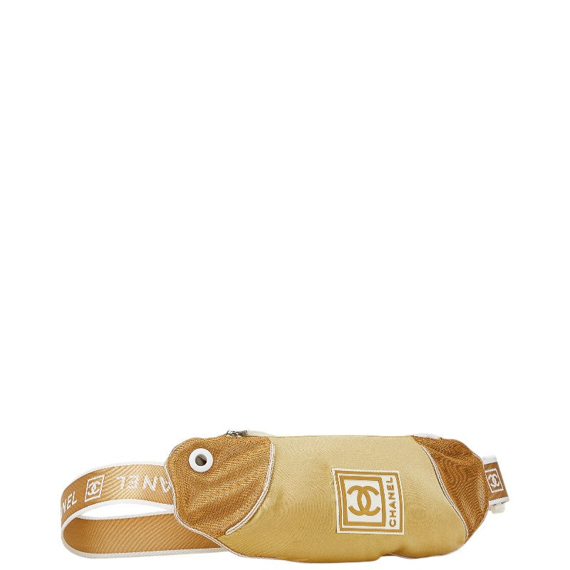 Chanel Nylon Sports Line Waist Bag Body Bag Beige Gold