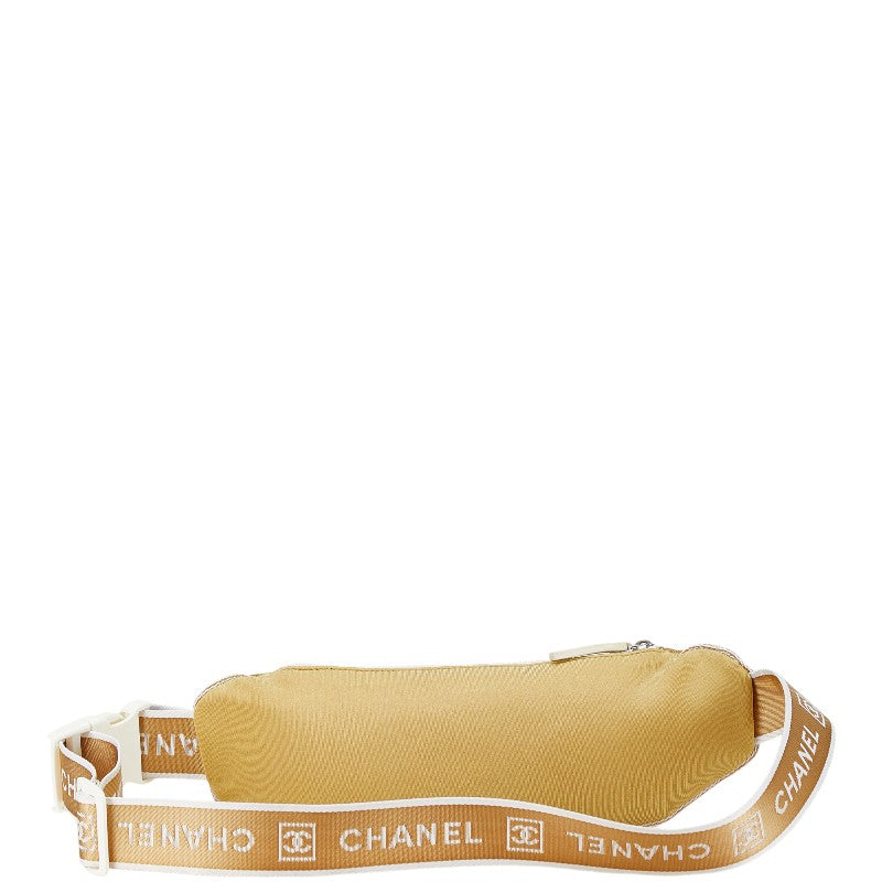 Chanel Nylon Sports Line Waist Bag Body Bag Beige Gold in Very Good Condition