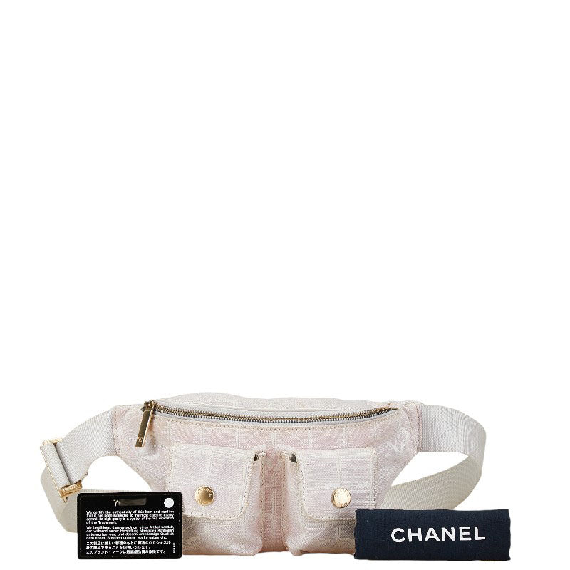 Chanel New Travel Line Canvas Waist Bag Pink in Good Condition