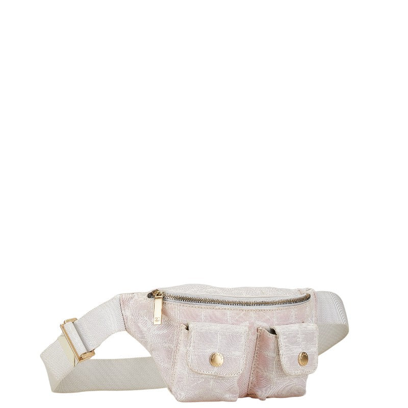 Chanel New Travel Line Canvas Waist Bag Pink in Good Condition