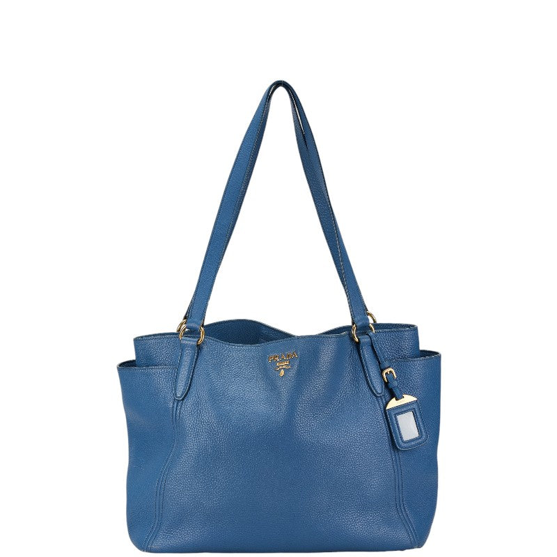 Prada Leather Tote Bag Blue in Good Condition