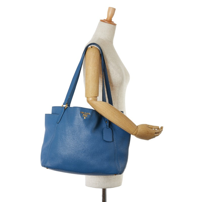 Prada Leather Tote Bag Blue