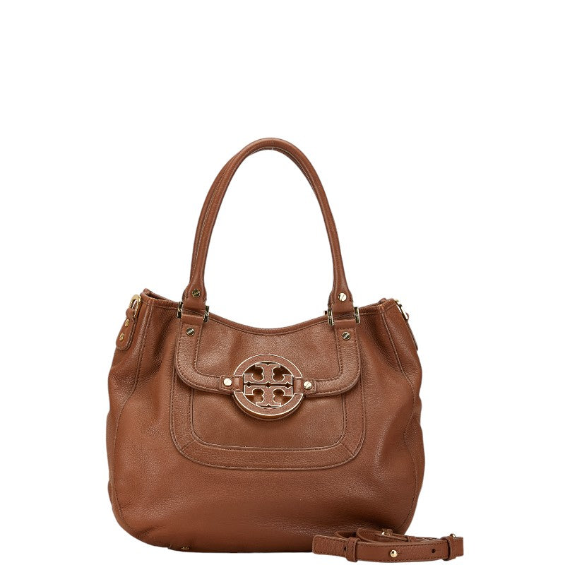 Tory Burch Amanda 2WAY Leather Handbag Brown in Very Good Condition