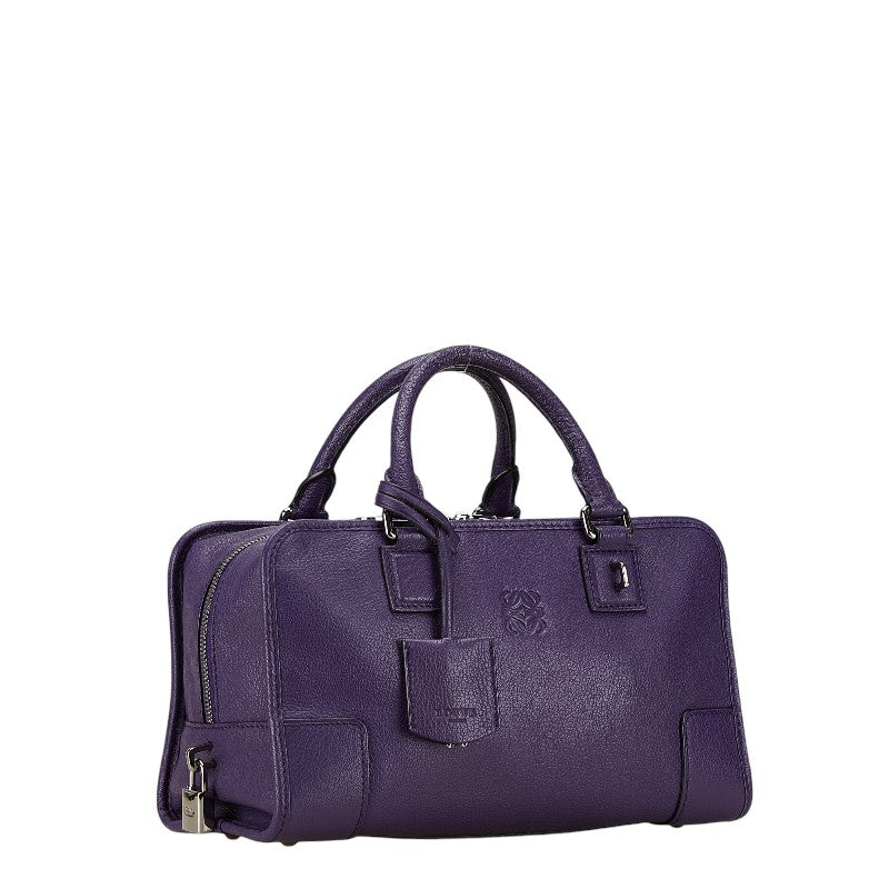 Loewe Amazona 28 Grain Calf Leather Handbag Purple