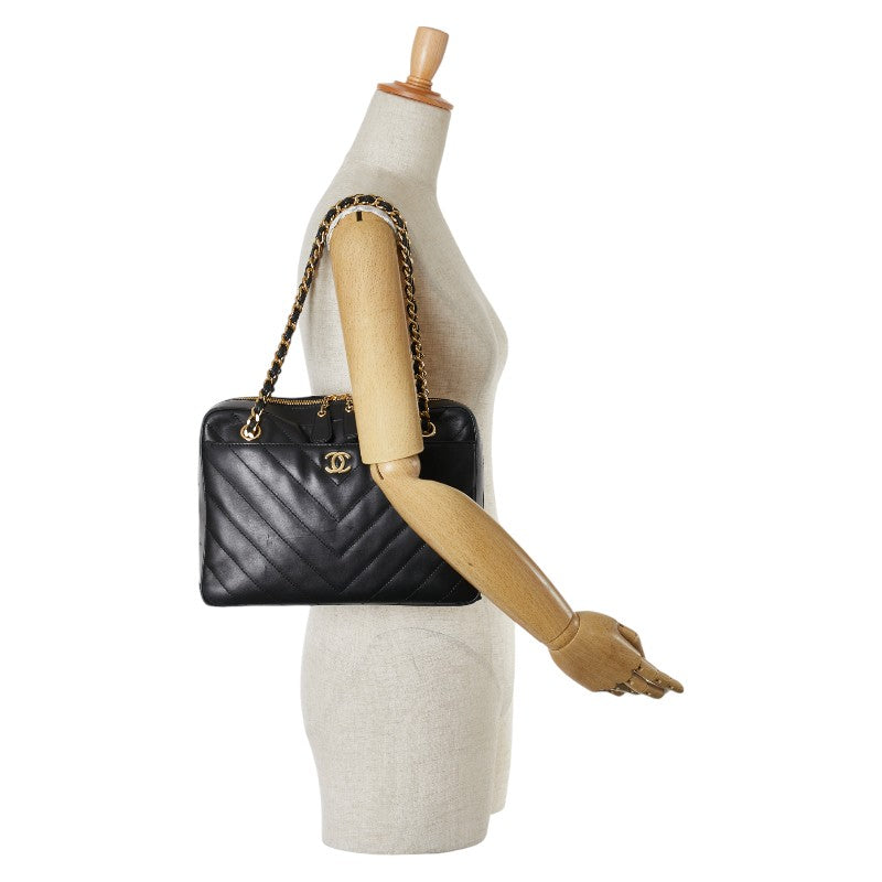 Chanel V-Stitch Lambskin Chain Shoulder Bag