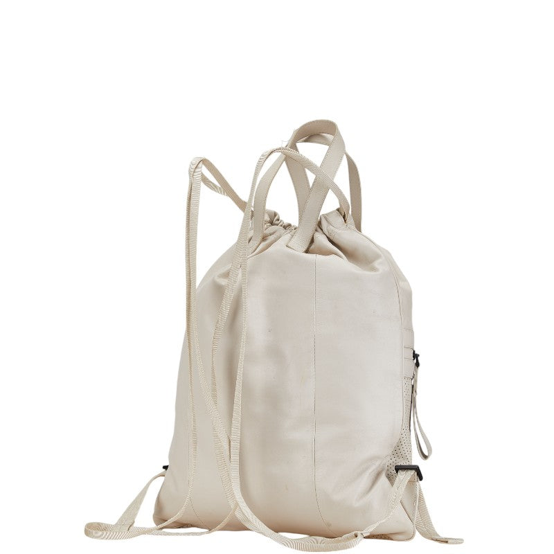 Bottega Veneta Leather Punching Backpack Ivory