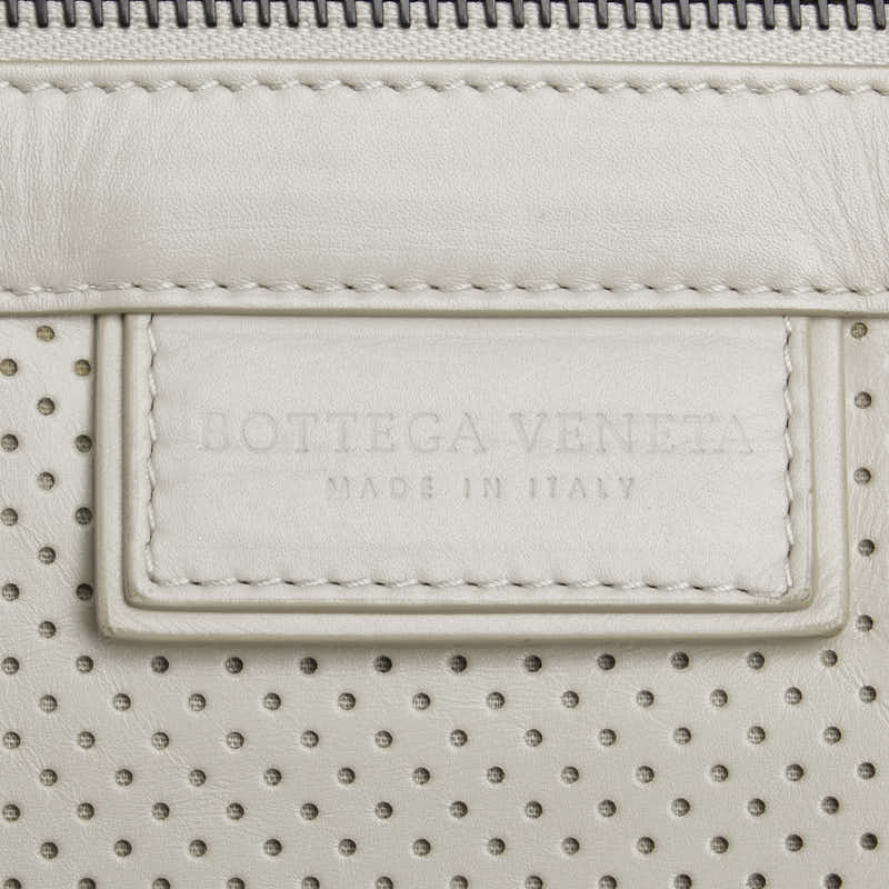 Bottega Veneta Leather Punching Backpack Ivory