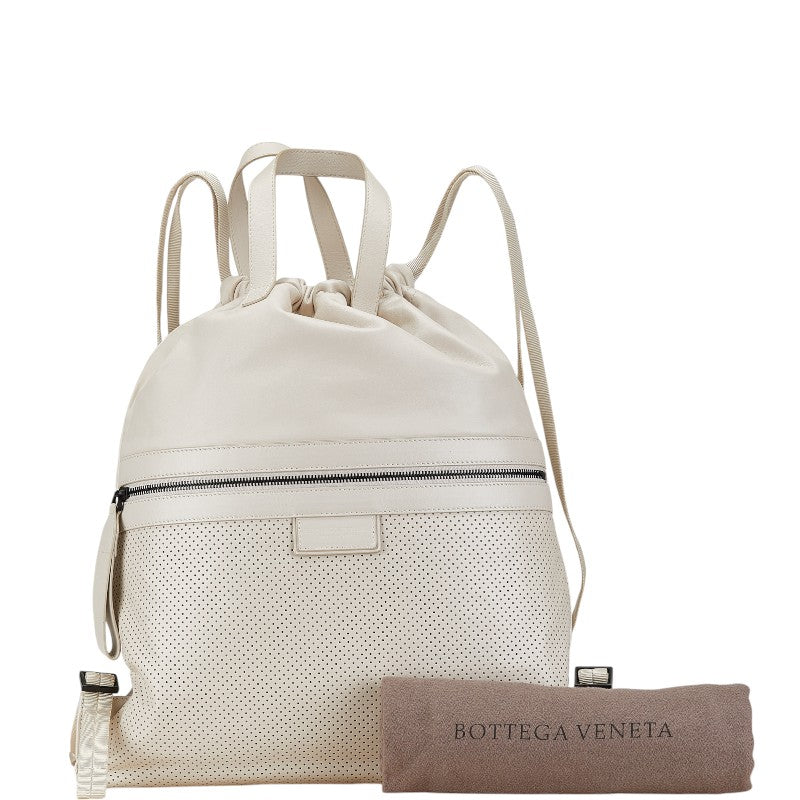 Bottega Veneta Leather Punching Backpack Ivory