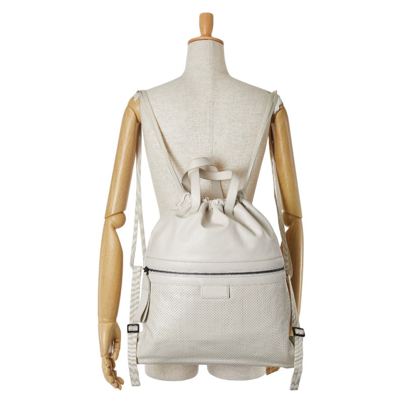 Bottega Veneta Leather Punching Backpack Ivory