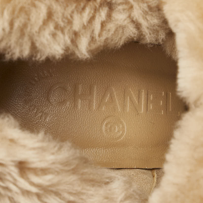 Chanel Fringe Sheepskin Boots Brown Leather