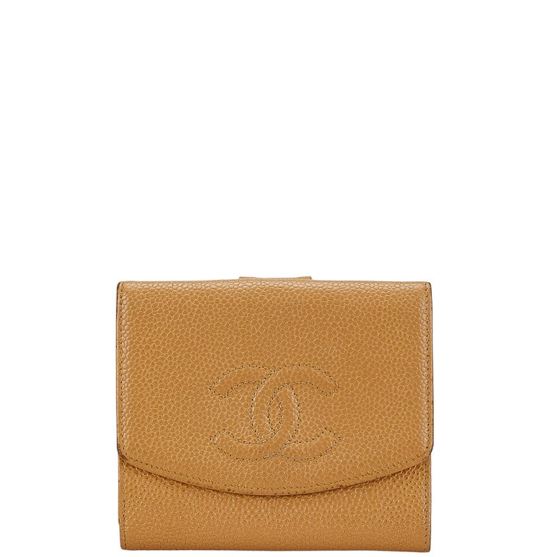 Chanel Caviar Skin Bifold Wallet Beige